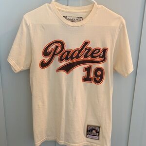 Mitchell & Ness Cooperstown Collection Patch Tee - Cream with Navy & Red Accents